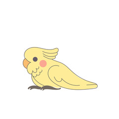 Funny Cute Doodle Parrot Bird Icon. Exotic Bird mascot Outline Design. Baby Kid Nursery Room Decoration. Positive Kawaii Adorable Cartoon Character Portrait. 