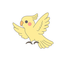 Funny Cute Doodle Parrot Bird Icon. Exotic Bird mascot Outline Design. Baby Kid Nursery Room Decoration. Positive Kawaii Adorable Cartoon Character Portrait. 