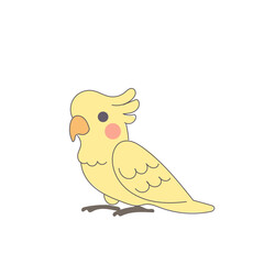 Funny Cute Doodle Parrot Bird Icon. Exotic Bird mascot Outline Design. Baby Kid Nursery Room Decoration. Positive Kawaii Adorable Cartoon Character Portrait. 