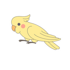 Funny Cute Doodle Parrot Bird Icon. Exotic Bird mascot Outline Design. Baby Kid Nursery Room Decoration. Positive Kawaii Adorable Cartoon Character Portrait. 