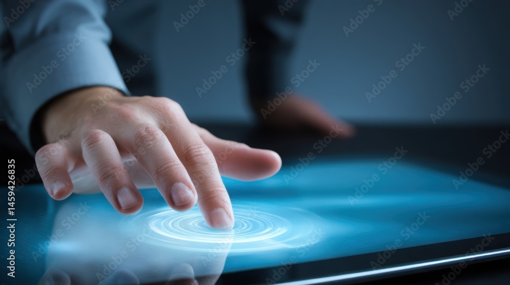 Poster a person touching a finger on a tablet displaying a concept for ai-enhanced bounce zone identifier i