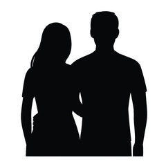 Intimate Silhouette of a Couple. lovers day, love affection Silhouette. vector illustration 