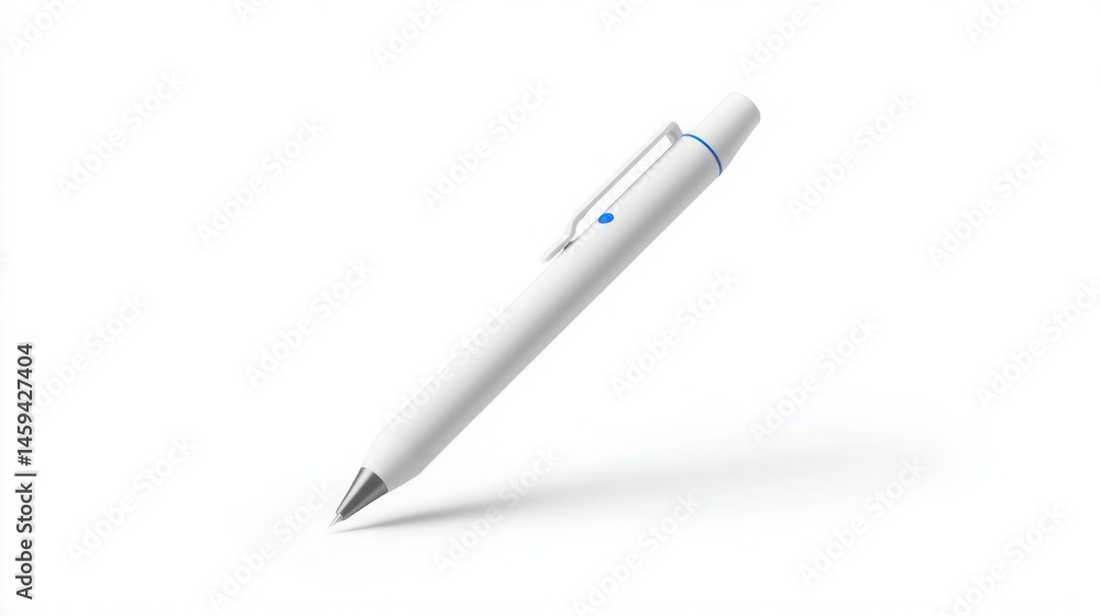 Poster a simple elegant pen resting on a clean white background symbolizing ai-fib integration and creative