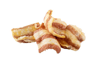 portion of industrialized bacon flavored bacon snacks for packaging isolated on transparent background