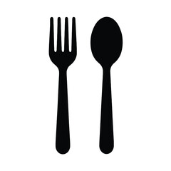 food icon. Fork and Spoon Silhouettes. vector illustration 