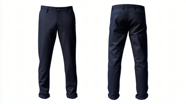 Blank navy chinos for your design mockup isolated on white background