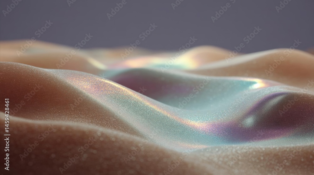 Poster close-up of a wave-like pattern on a sandy surface. the wave appears to be made up of different shad