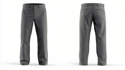 Blank grey chinos for your design mockup isolated on white background