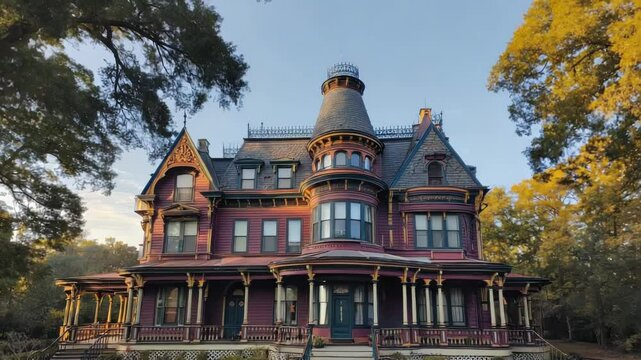Victorian era house exterior architectural details and residential property
