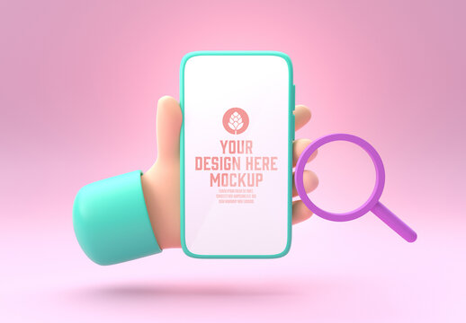 Mobile with Magnifying Glass Concept Mockup