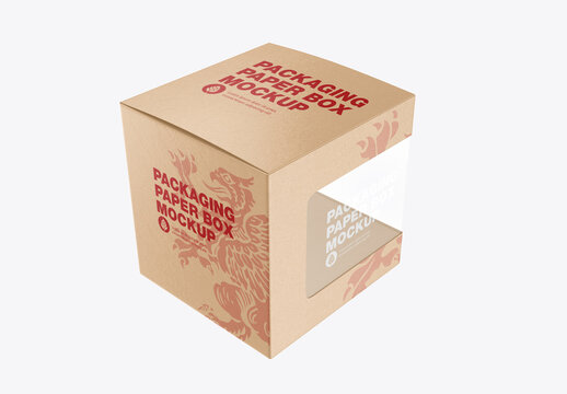 Cardboard Box with Plastic Window Mockup
