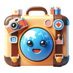 3D travel bag icon design isolated on white background