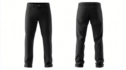 Blank black jeans for your design mockup isolated on white background