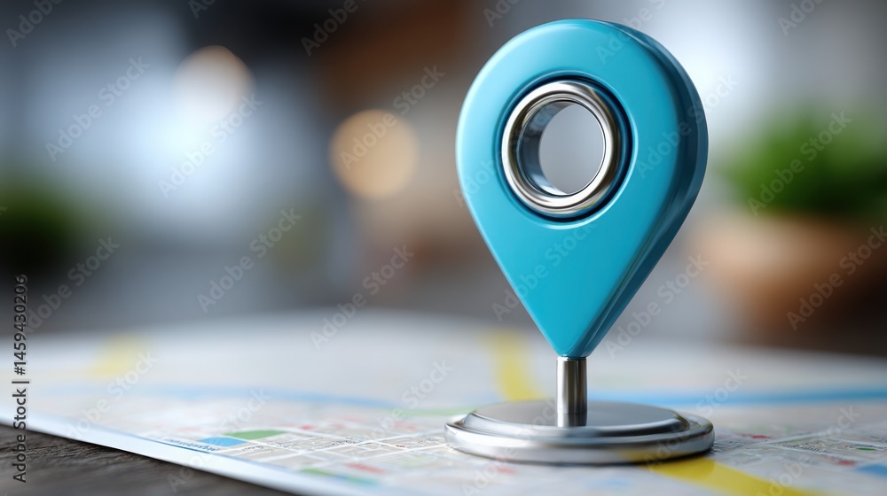 Poster a blue pin placed on a map indicating location and direction for effective navigation and strategy i