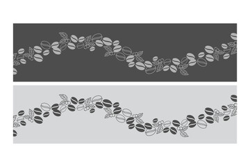 Vector coffee ornament with leaf and bean motif.