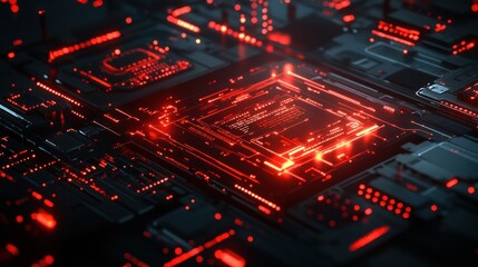 High-tech circuit board close-up