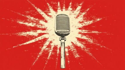 Vintage Microphone: A Burst of Sound and Retro Style