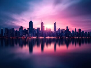 Obraz premium Cityscape at sunset