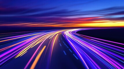 Vibrant Night Highway: A Symphony of Light and Speed