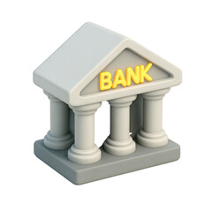 3D Render of a Simple Bank Building Icon