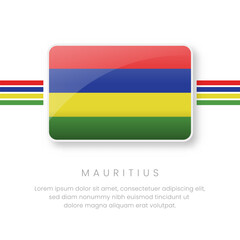 National Mauritius island Flag.Vector Mauritius island Button Flag. Realistic National Flag Design and Vector Template