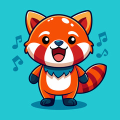 Download Cute Red Panda Singing Cartoon Vector Icon Illustration Eps File For Design.