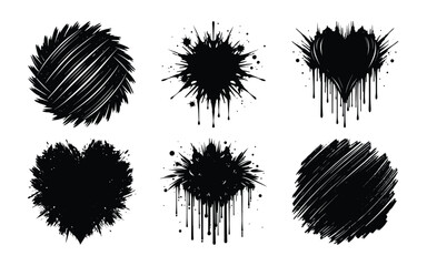 set of black and white brush