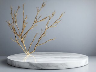 Marble pedestal with gold branches