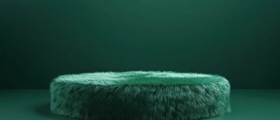 Emerald Green Fur Platform: Minimalist Product Display