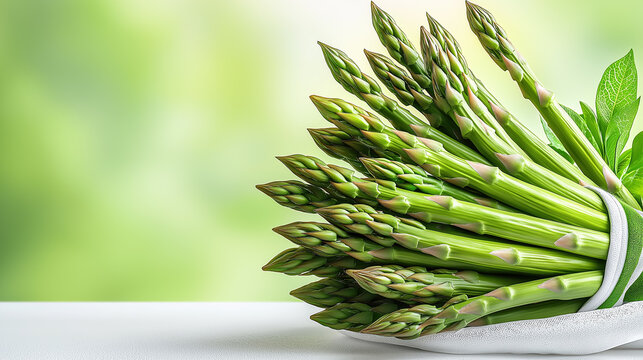 Fresh asparagus bundle on a bright background in springtime - Powered by Adobe