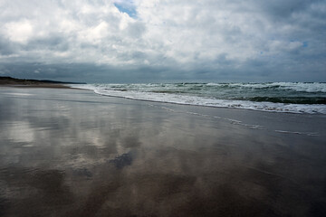 Restless Baltic sea in cold spring day.