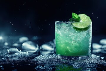 Refreshing green drink with lime