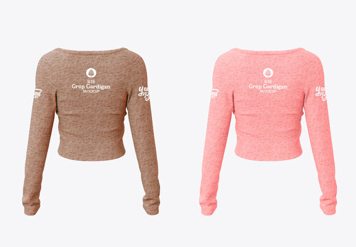 Rib Crop Cardigan Mockup