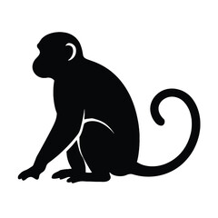 Sitting Monkey Silhouette. animals. vector illustration 