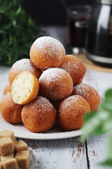 Quarkbelllchen, traditional German dessert made of cotton cheese and dough	