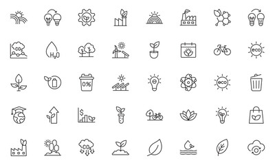ESG - Environment, Social, and Governance Line Icon Set. Sustainability, Government, Protection, Regulations, Education.