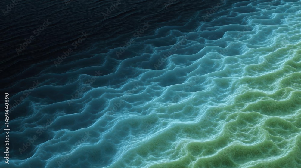 Poster abstract digital art piece that appears to be a close-up of a body of water. the water is a deep blu