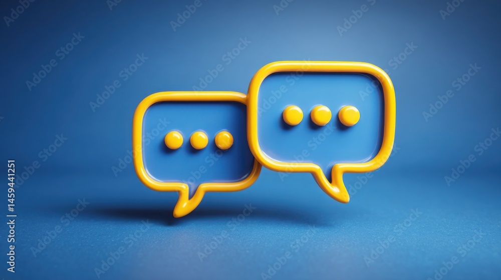 Poster dynamic representation of multiple chat bubbles illustrating the concept of automated client reply a