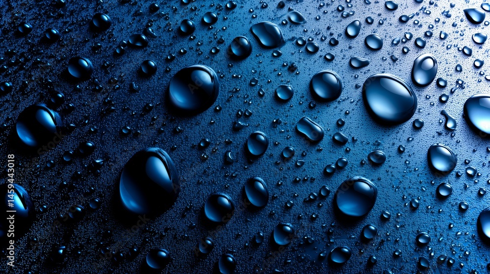 Aufkleber droplets of water on a textured blue surface create a captivating backdrop for design projects