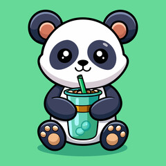 Fototapeta premium Download Cute Panda Holding Boba Milk Tea Drink Cartoon Vector Icon Illustration Eps File For Design.