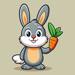 Obraz premium Download Cute Rabbit Holding Carrot With Thumb Up Cartoon Vector Eps File For Design.