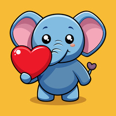 Obraz premium Download Cute Elephant With Love Sign Hand Cartoon Vector Eps File For Design.