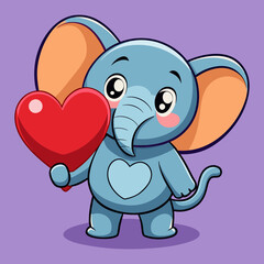 Fototapeta premium Download Cute Elephant With Love Sign Hand Cartoon Vector Eps File For Design.