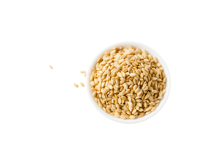 Heap of Sesame Seeds in White Bowl on Transparent Background