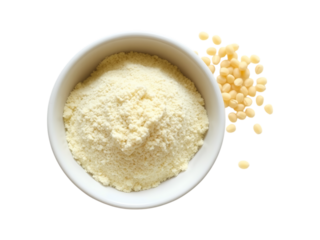 White Bowl of Besan Gram Flour and Chickpea Dal on Transparent Background