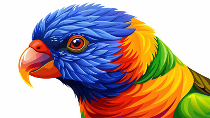 Vibrant Rainbow Lorikeet Head Profile Illustration