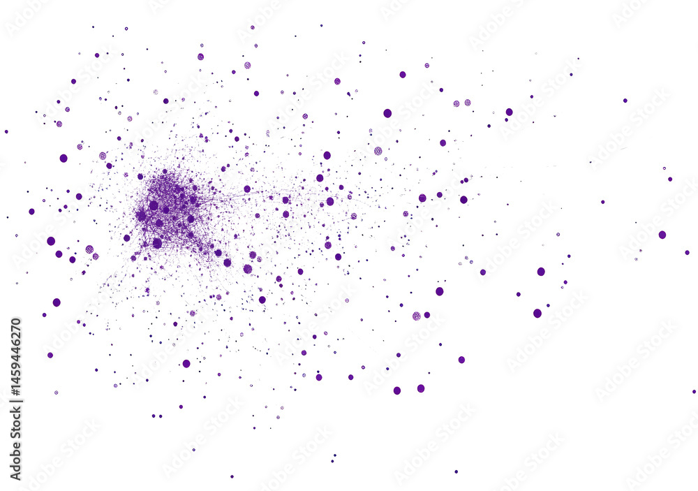 Poster complex network of interconnected nodes and edges created for data analysis on a transparent backgro