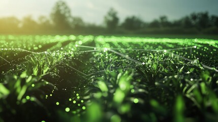 Futuristic farm tool mapping field with built-in GPS and sensors.