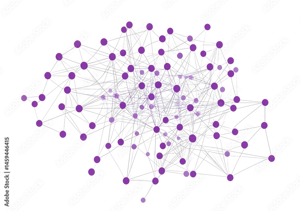 Poster abstract geometric pattern with purple lines and circles on a transparent background