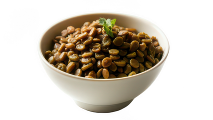 Plate with capers on transparent background.